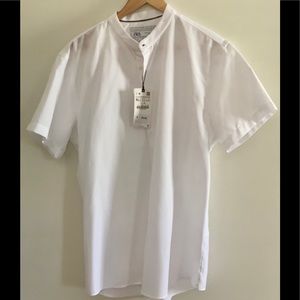 ZARA Stand Up Collar Textured Shirt